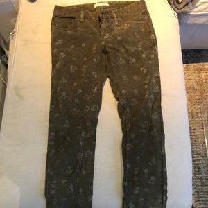 Free People army green printed corduroy pants